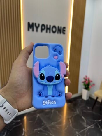 كفر سيليكون ثلاثي الأبعاد بنقشة شخصية ستيتش (Stitch) الكيوت ✨